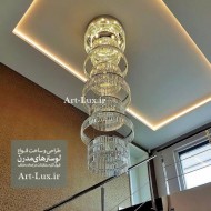 لوستر بزرگ حلقه ای کریستالی