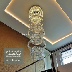 لوستر بزرگ حلقه ای کریستالی لوستر بزرگ حلقه ای کریستالی