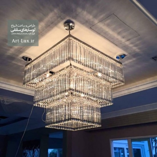 لوستر مربعی شکل کریستالی
