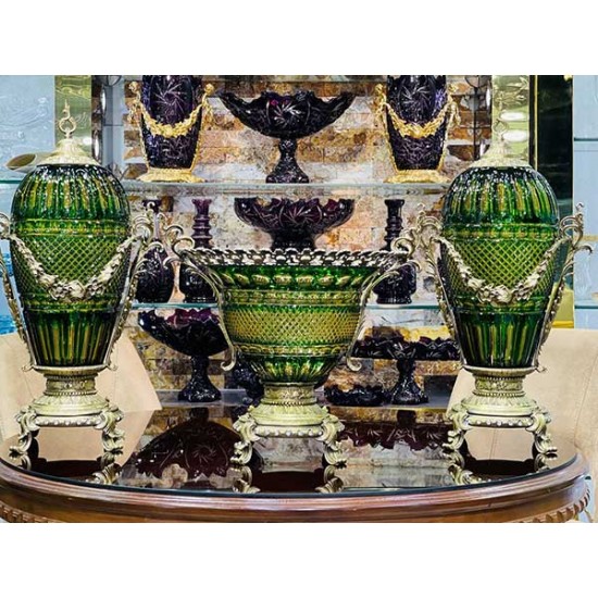 کریستال 3 تکه ناقوسی سبز عسلی