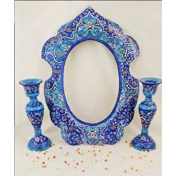 آینه و شمعدان میناکاری شده آینه و شمعدان میناکاری شده