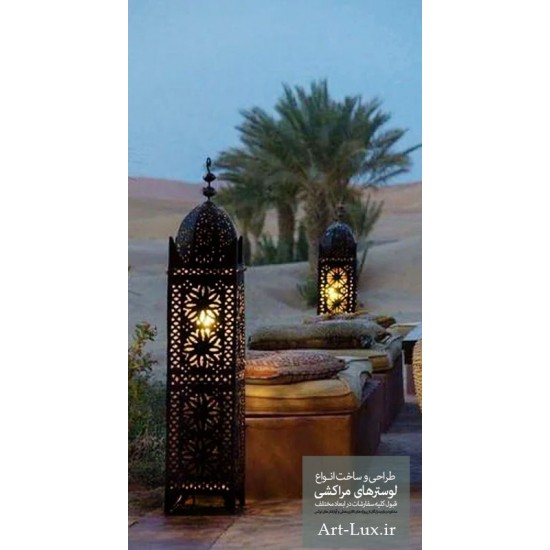 چراغ ایستاده بلند مراکشی مشکی چراغ ایستاده بلند مراکشی مشکی