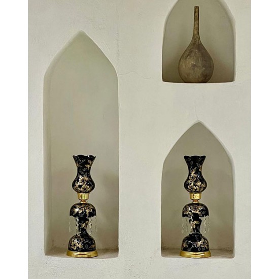شمعدان مشکی طلایی