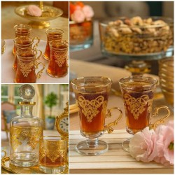 سرویس چایخوری طلایی دستگیرهدار ترکیه ای سرویس چایخوری طلایی دستگیرهدار ترکیه ای