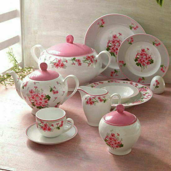 سرویس چینی زرین یاس صورتی