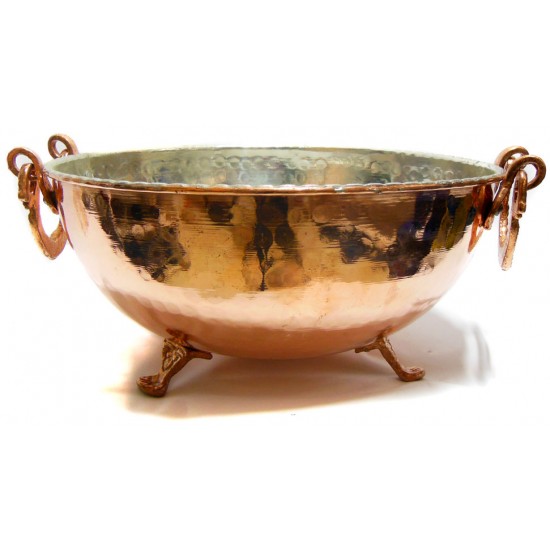 کاسه مسی پایه دار چکشی