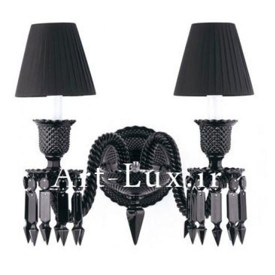 لوستر دیوارکوب باکارا مشکی 2 شاخه لوستر دیوارکوب باکارا مشکی 2 شاخه