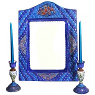 آینه و شمعدان مینا کاری تاج دار آینه و شمعدان مینا کاری تاج دار