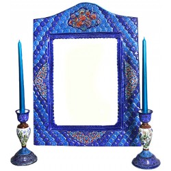 آینه و شمعدان مینا کاری تاج دار