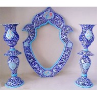 آینه و شمعدان میناکاری عباسی آینه و شمعدان میناکاری عباسی