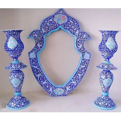 آینه و شمعدان میناکاری عباسی آینه و شمعدان میناکاری عباسی