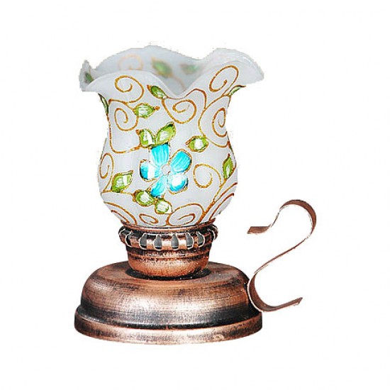 چراغ شمعی لاله ای فیروزه ای چراغ شمعی لاله ای فیروزه ای