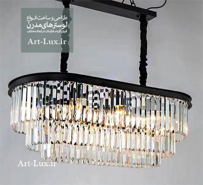 خرید لوستر کریستالی بیضی