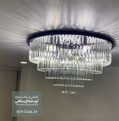 لوستر سقفی کریستالی سفید دایره ای