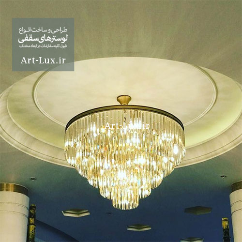 لوستر سقفی دایره ای با کریستال سفید کاردی