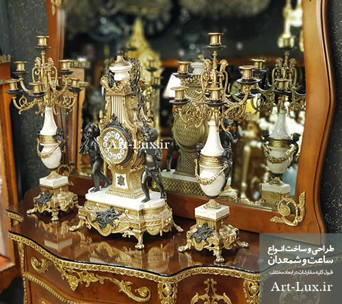 خرید ساعت و شمعدان سنگی خروسي