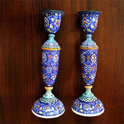 میناکاری آینه و شمعدان