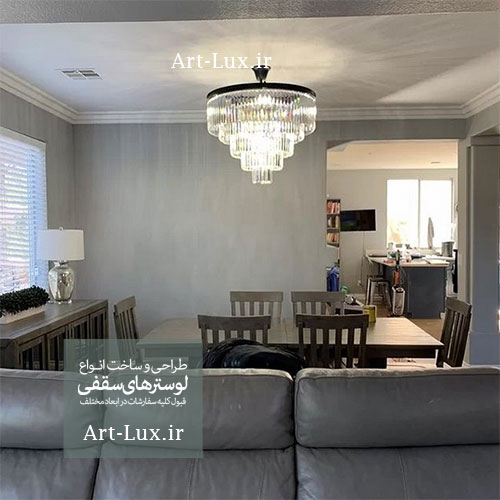 لوستر کریستالی با فریم مشکی