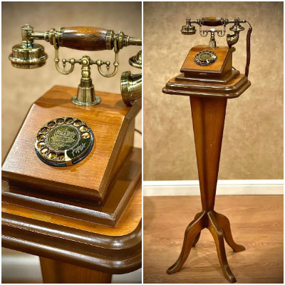 خرید تلفن ایستاده برنزی چوبی