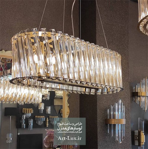 لوستر مدرن با کریستالی کاردی کج