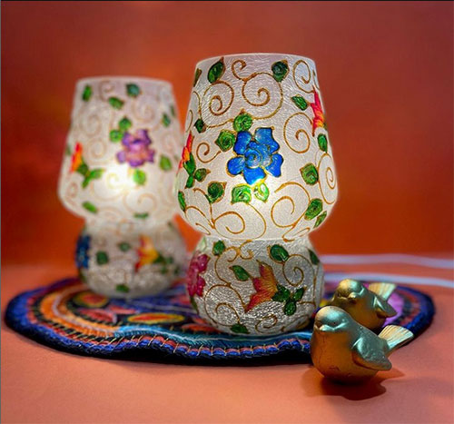 خرید جاشمعی رومیزی طلایی