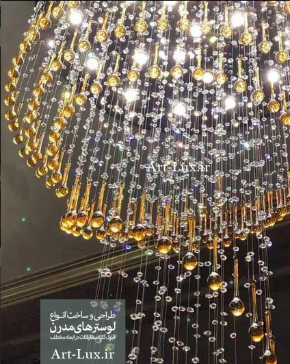 لوستر کریستال مارپیچ قطره ای
