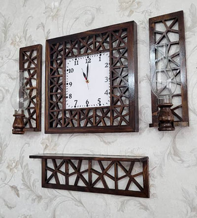 ساعت چوبی گره چینی برای دیوار
