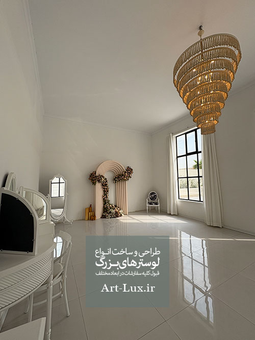 لوستر چوبی بزرگ روستیک