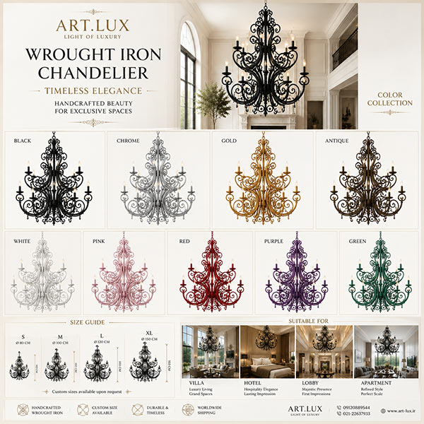 Luxury black iron chandelier ART.LUX for classic interior design Luxury black iron chandelier ART.LUX for classic interior design