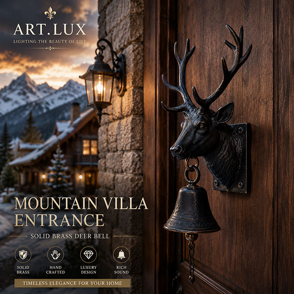 Deer Head Entrance Bell Decorative Brass Wall Mount for Luxury Architecture Deer Head Entrance Bell Decorative Brass Wall Mount for Luxury Architecture