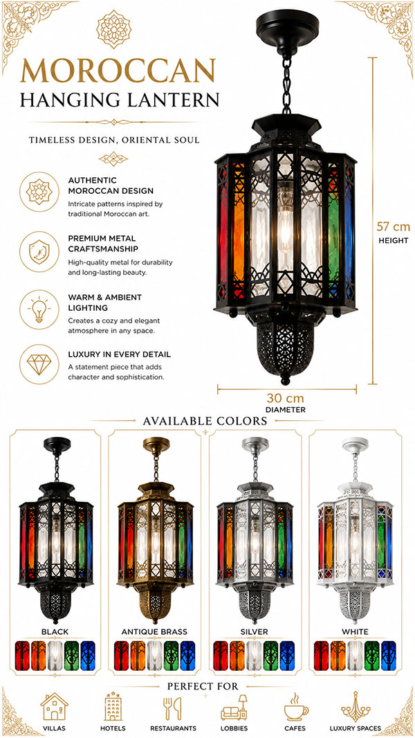 Handmade Black Moroccan Chandelier with Decorative Glass Panels Handmade Black Moroccan Chandelier with Decorative Glass Panels