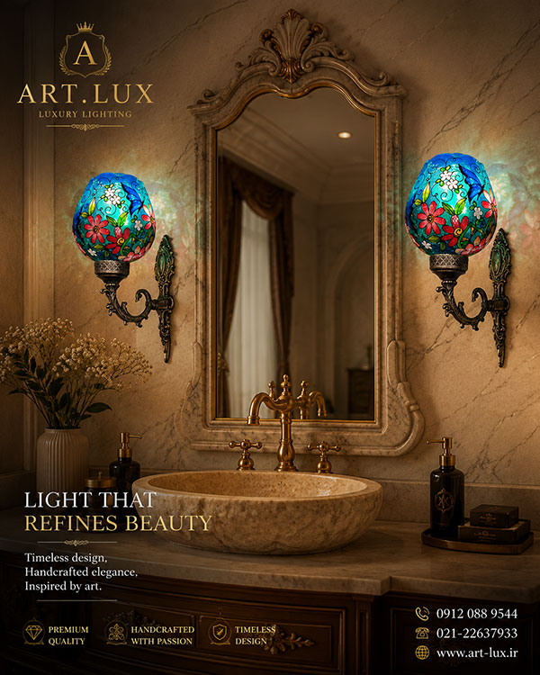 Luxury handcrafted stained glass wall lamp for classic villas and luxury hotels Luxury handcrafted stained glass wall lamp for classic villas and luxury hotels