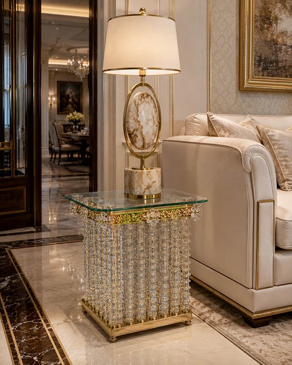 میز عسلی کریستالی دستساز مناسب خانههای VIP و فضاهای لوکس میز عسلی کریستالی دستساز مناسب خانههای VIP و فضاهای لوکس