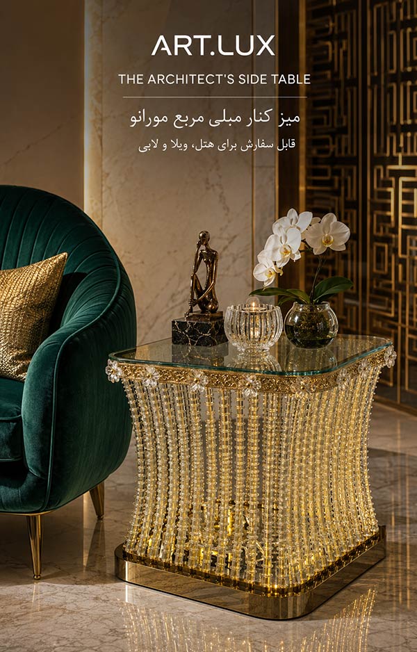 میز پذیرش کریستالی Grand Arrival با طراحی سفارشی و ابعاد بزرگ میز پذیرش کریستالی Grand Arrival با طراحی سفارشی و ابعاد بزرگ