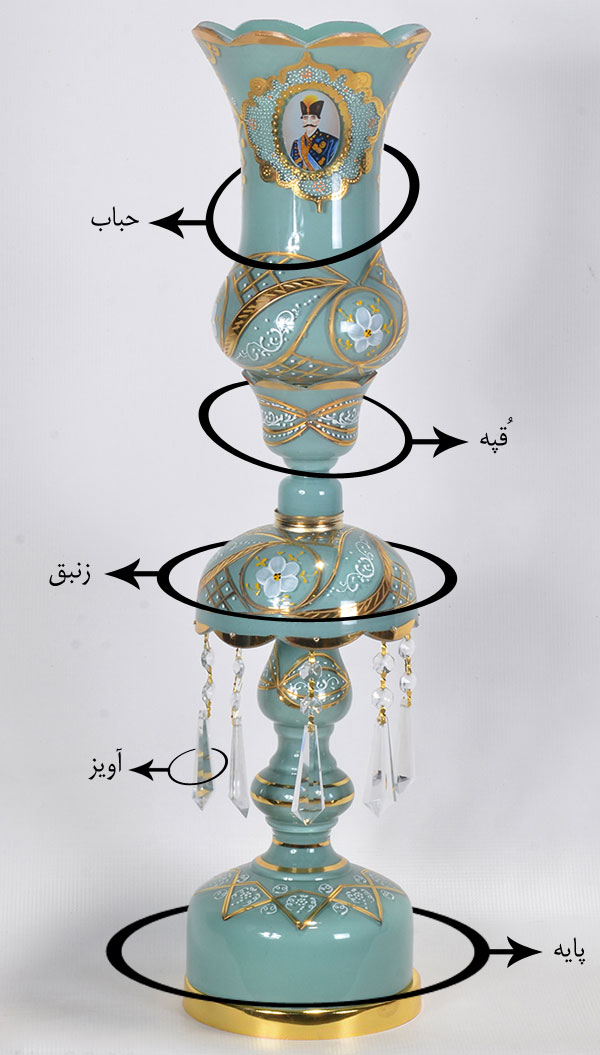قطعات آینه و شمعدان