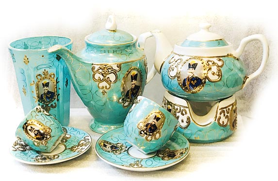 سرویس چایخوری چینی فیروزه ای