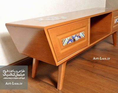 میز تلویزیون چوبی سفید