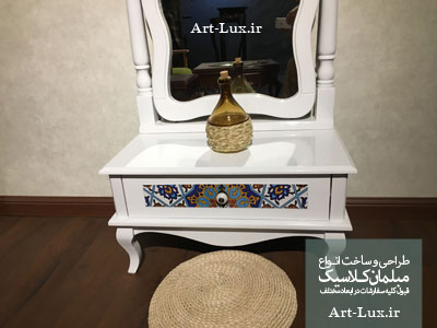 بوفه چوبی آینه دار سفید