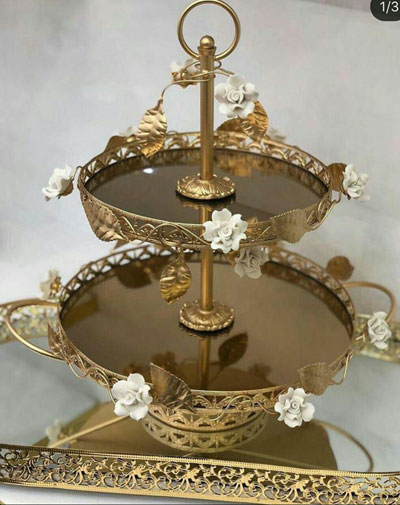 شیرینی خوری دو طبقه طرح گلدار