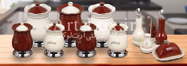سرویس جا ادویه سرامیکی قهوه ای