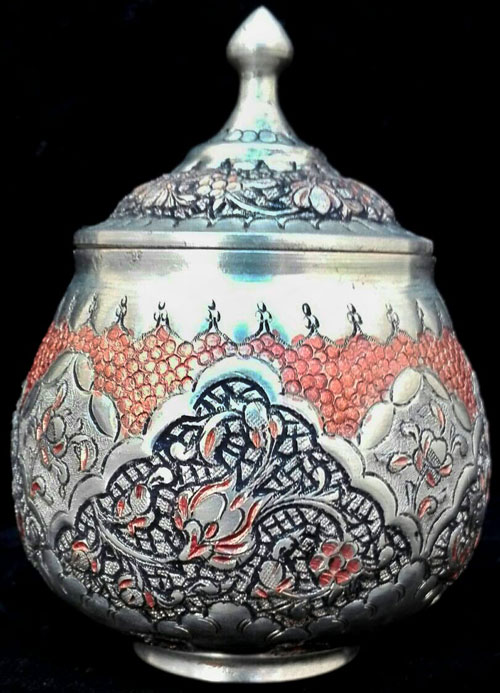 قندان مسی قلمزنی شده