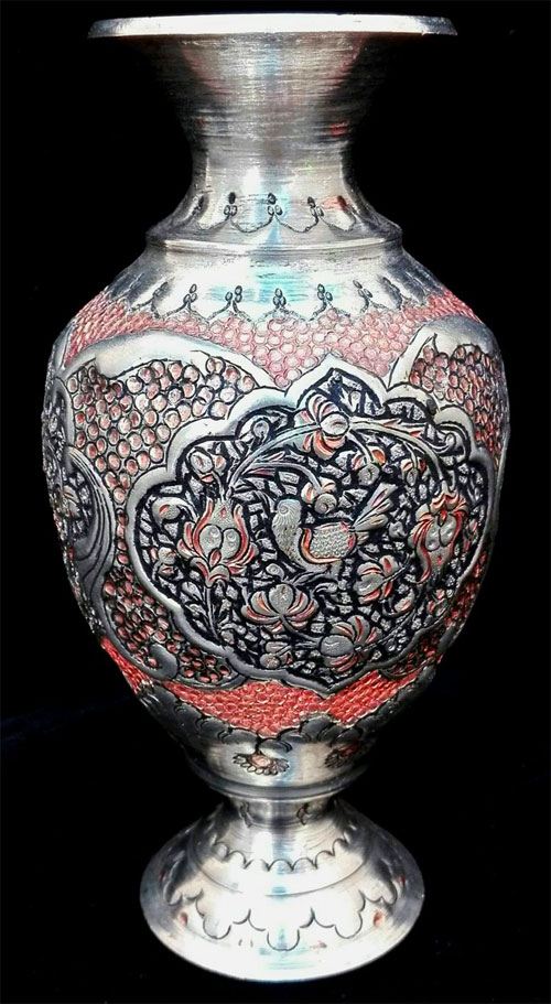 گلدان مسی قلمزنی کرمان