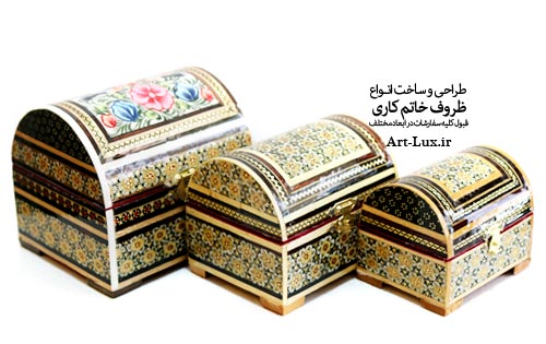 جعبه جواهر خاتم کاری دایره ای