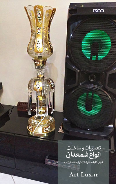 شمعدان طرح چک طلایی گل برجسته