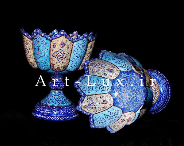 کشکول پایه دار میناکاری