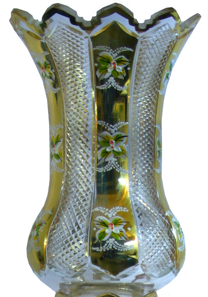 حباب شمعدان طرح چک طلایی گل برجسته