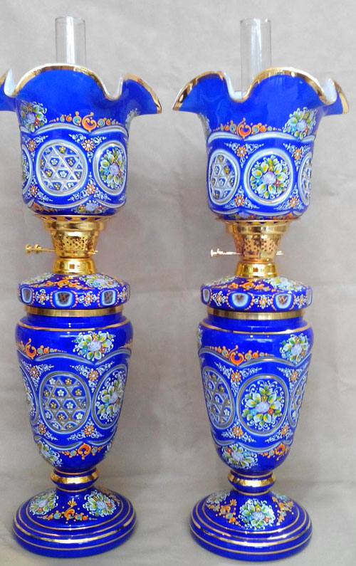 چراغ سه پوست نفتی آبی لاجوردی