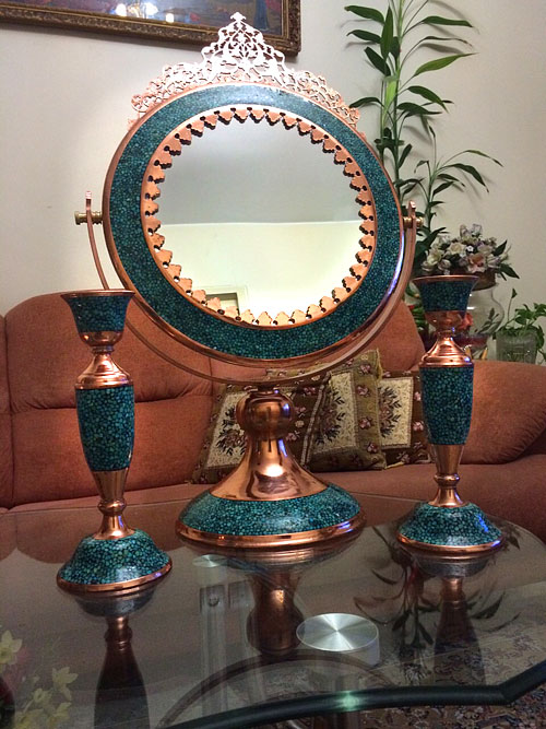 Mirrors and candlesticks turquoise