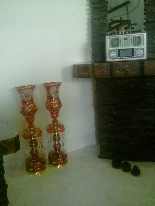 شمعدان شاه عباسی قرمز زرشکی بزرگ