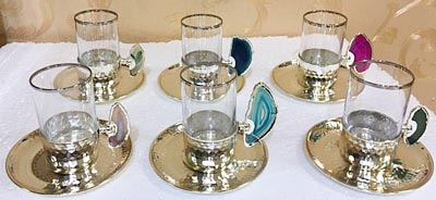 استکان های ترکیه ای با دسته عقیق